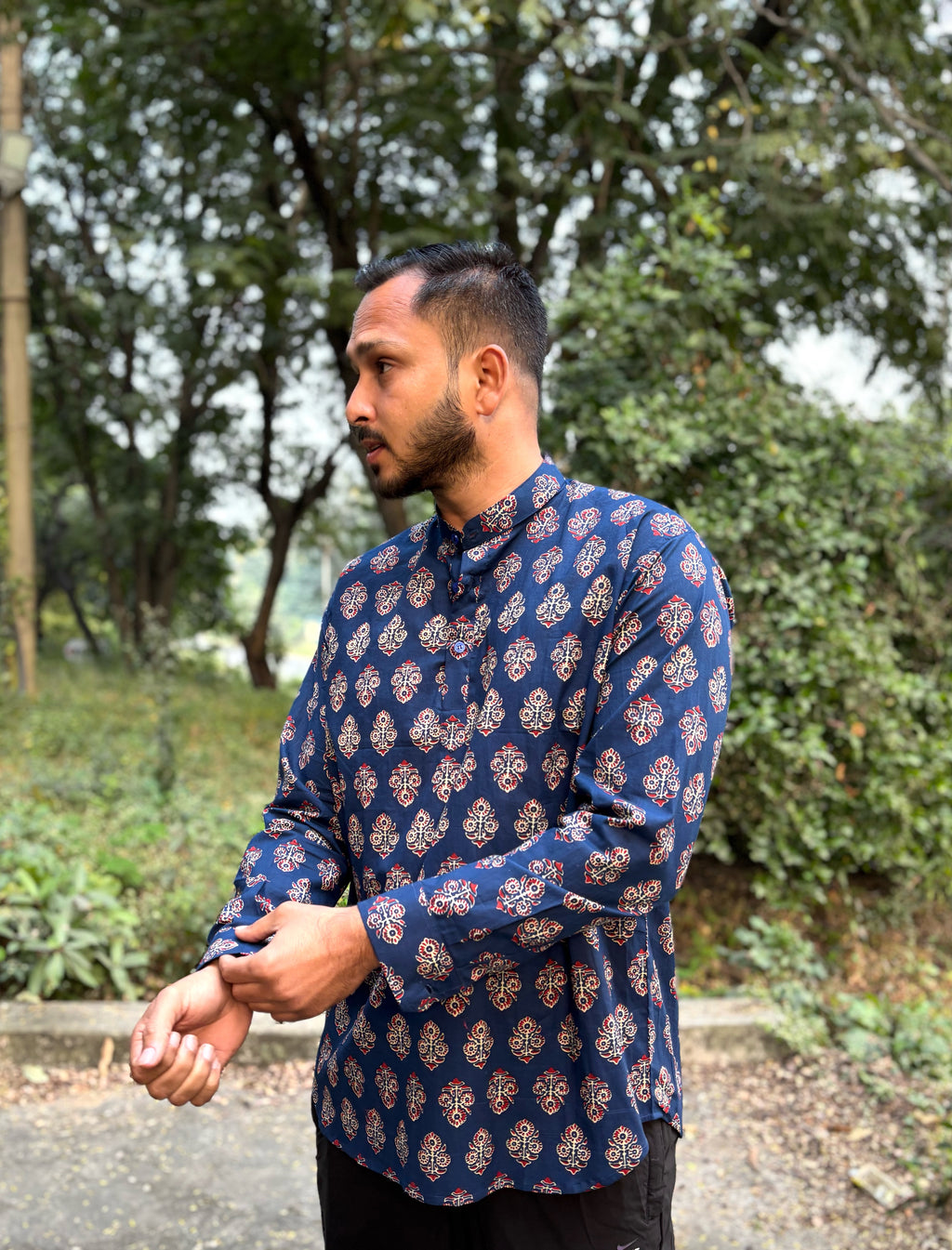 Azure Mens Short Kurta