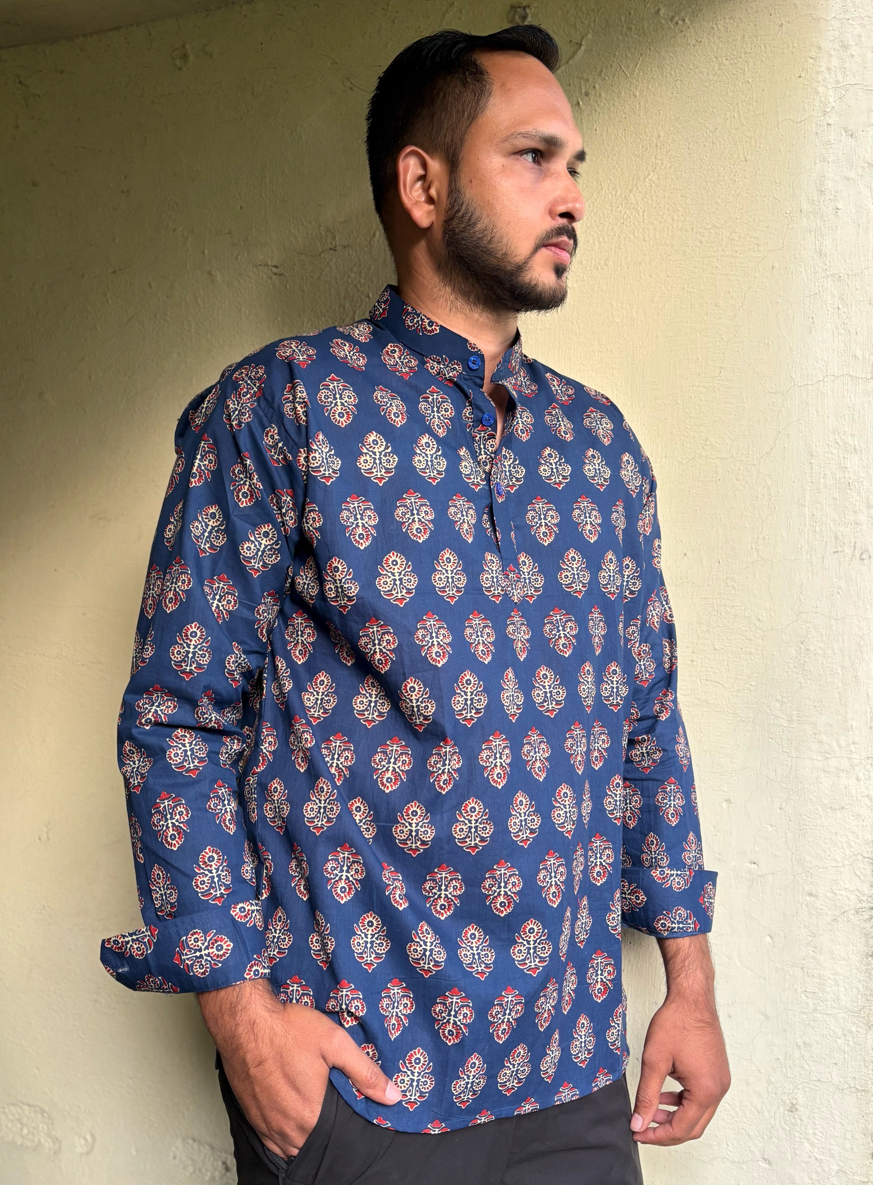 Azure Mens Short Kurta