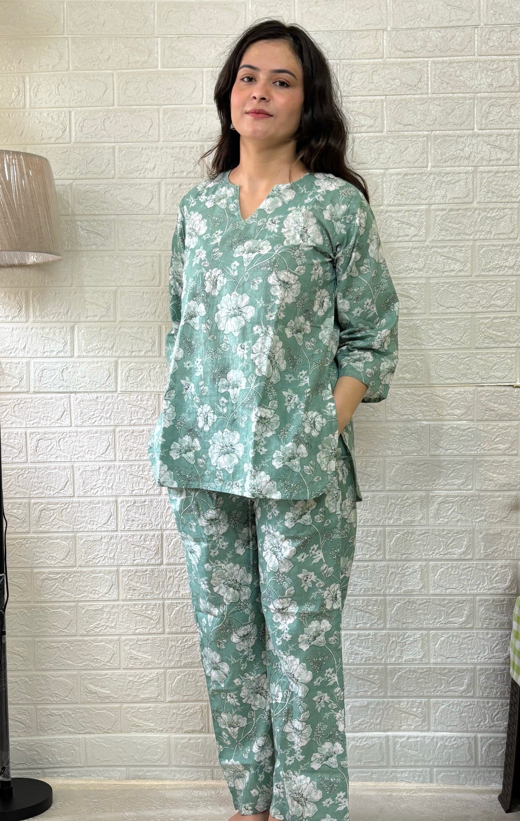 Green Floral Pyjama Set
