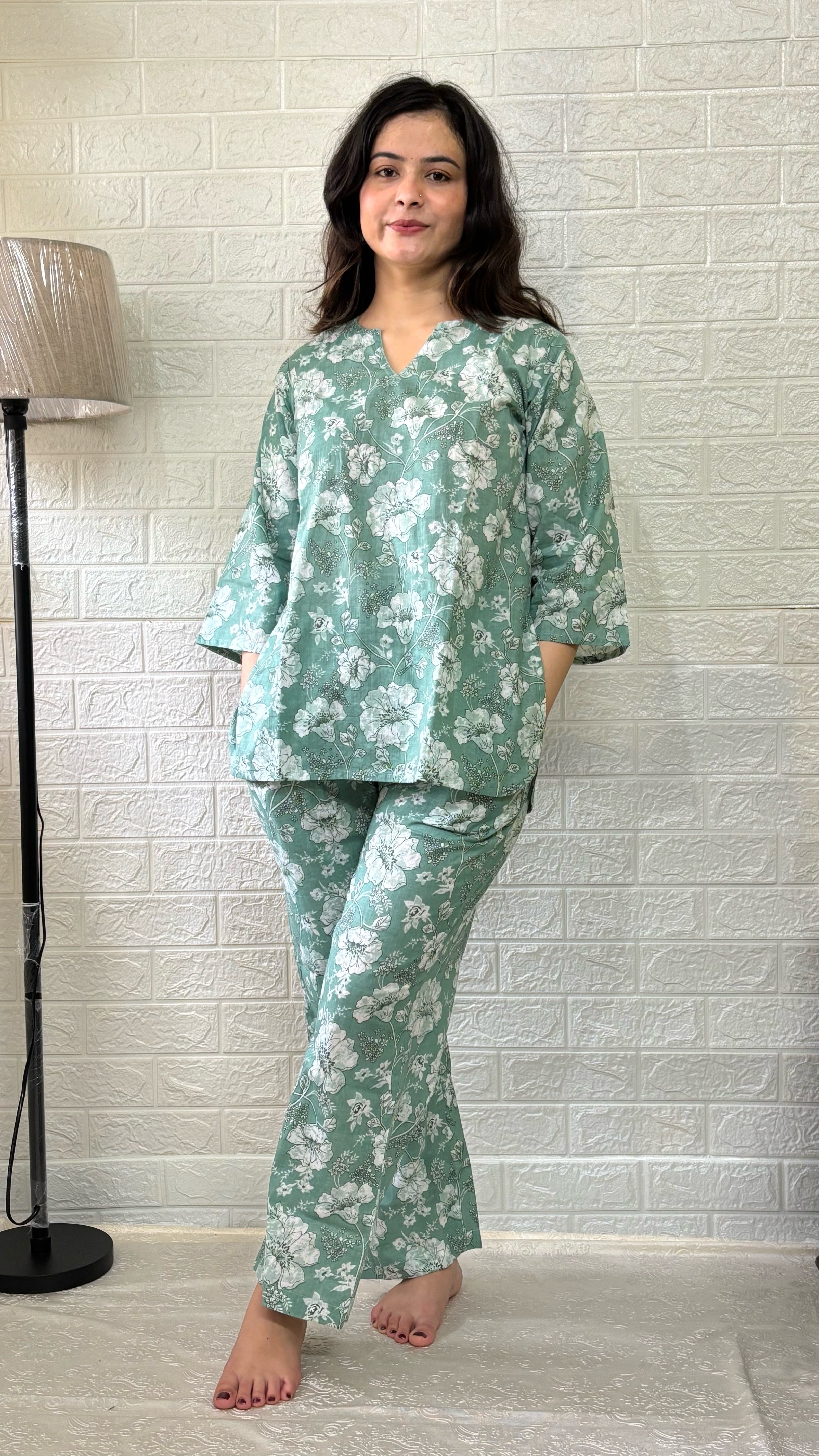 Green Floral Pyjama Set